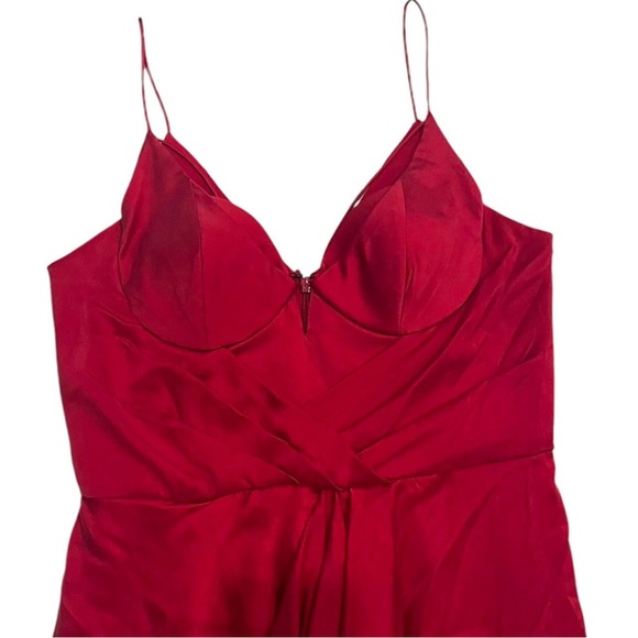 Zimmerman Sueded Silk Plunge Short Draped Dress In Red Size 2 (8US) - Picture 9 of 9